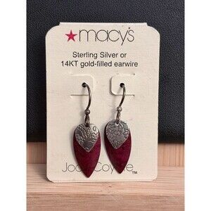 Jody Coyote Sterling Silver Red Dangle Earrings NWT Vintage Deadstock Macy’s